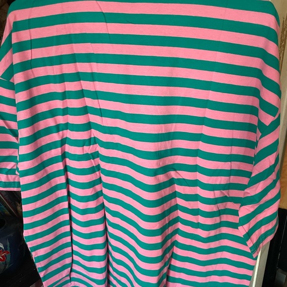 T-shirt pink and green striped Amazon size Large and X-Large - Picture 2 of 3